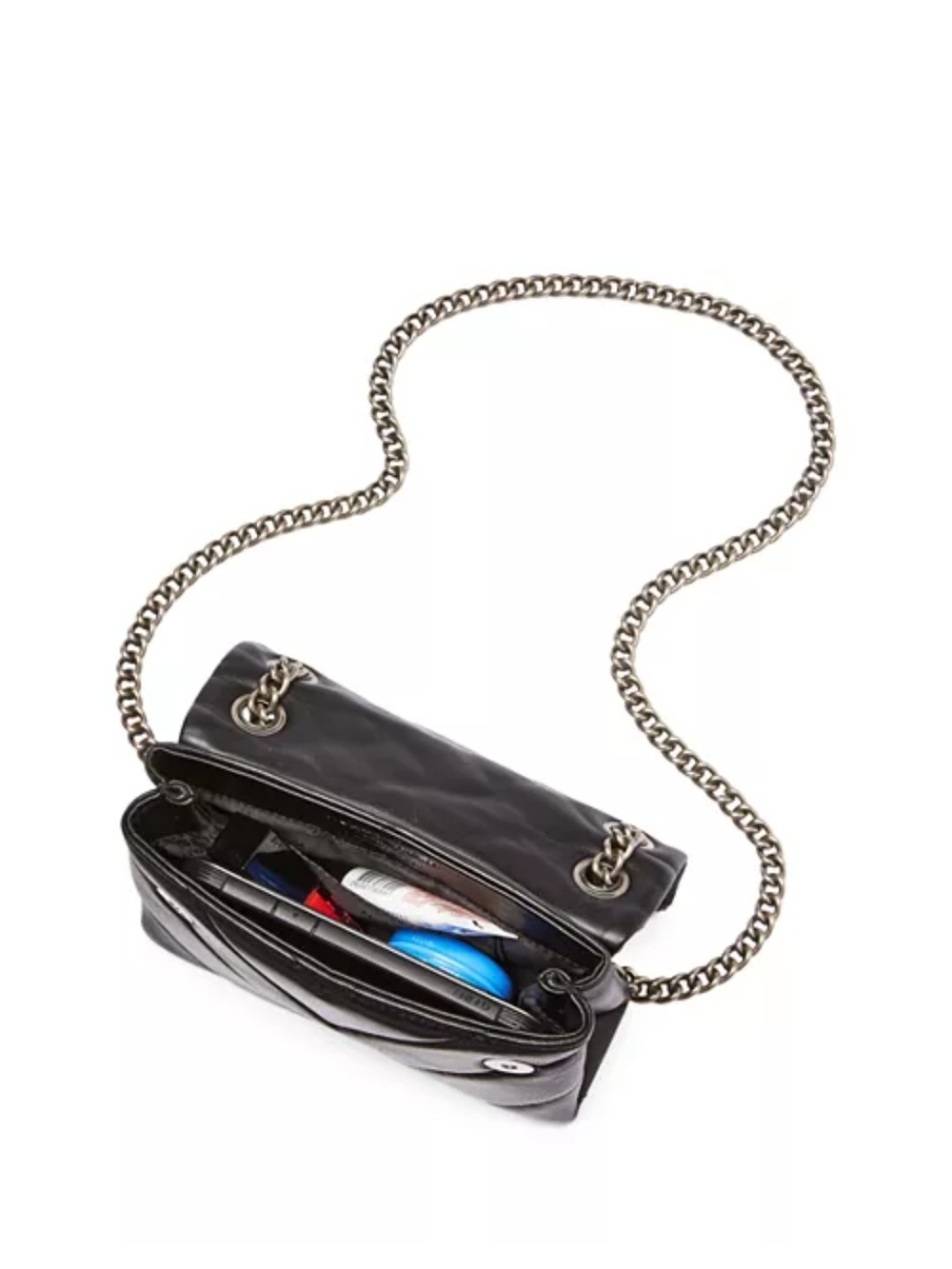 Kurt Geiger Mini KensingtonBlack Quilted Crossbody with Silver Chain - Picture 3 of 11
